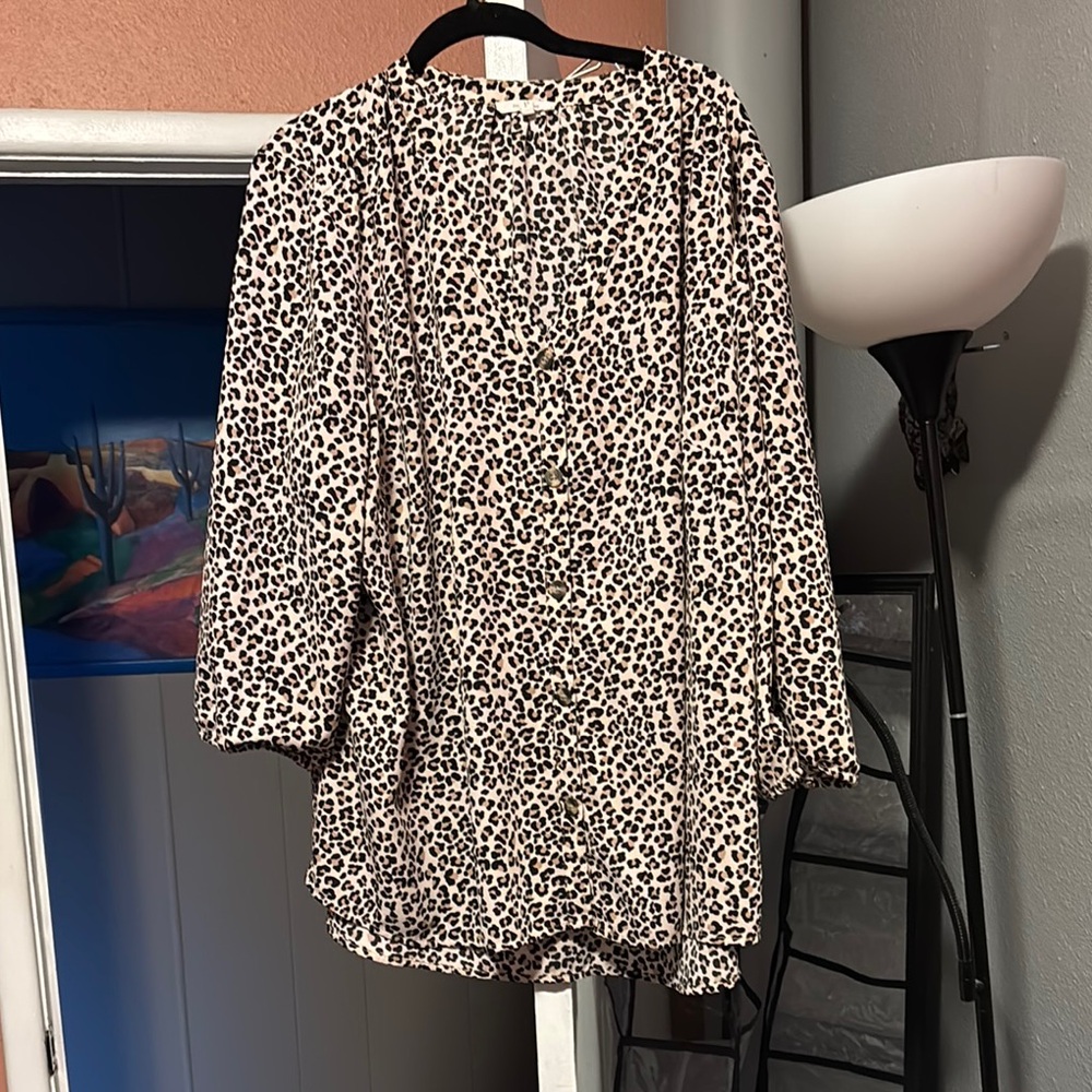 Leopard Print Long Sleeve Blouse